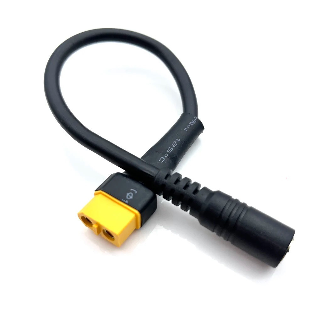 Перехідник XT60 Female на DC 5.5x2.1 Female з кабелем 18AWG для живлення електроніки 12–24В, довжина 32.5 см