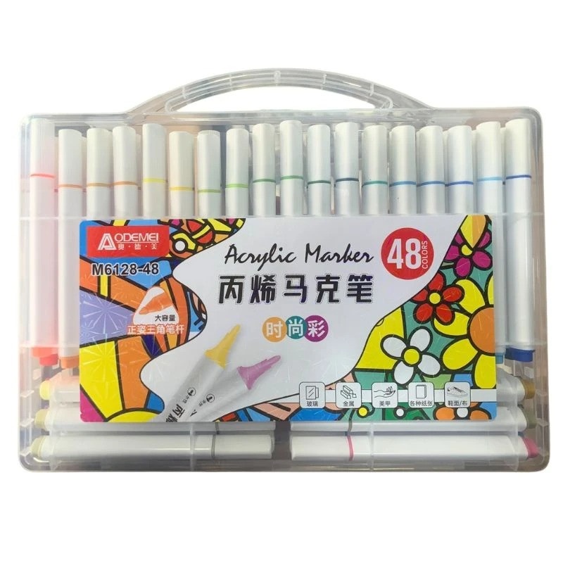 Акрилові маркери тригранні 48 шт Aodemei, фото 1