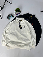 Кофта чоловіча полузамок, з блискавкою, поло ральф лаурен, 1/3 zip , | Біла , Чорна