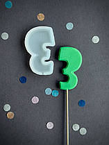 Силіконовий молд для льодяників "Цифра 3"