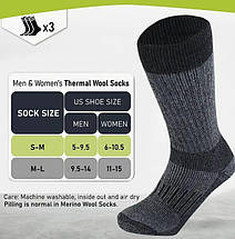 Чоловічі шкарпетки Alvada Wool Hiking socks (40-44) Merino 3 пари для активного зимового відпочинку, лиж, фото 4