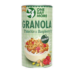 Гранола One Day More Granola, з фісташкою та малиною в банці 400 г.