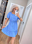 Жіноча коротка сукня літня з короткими рукавами та поясом на талії (р. 42-52) 7036010, фото 6