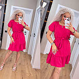 Жіноча коротка сукня літня з короткими рукавами та поясом на талії (р. 42-52) 7036010, фото 9