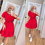 Жіноча коротка сукня літня з короткими рукавами та поясом на талії (р. 42-52) 7036010, фото 10