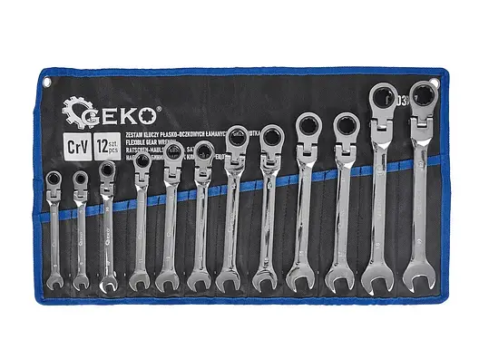 Набір ріжково-накидних ключів Geko G10337 8-19 мм, 12 шт., фото 1