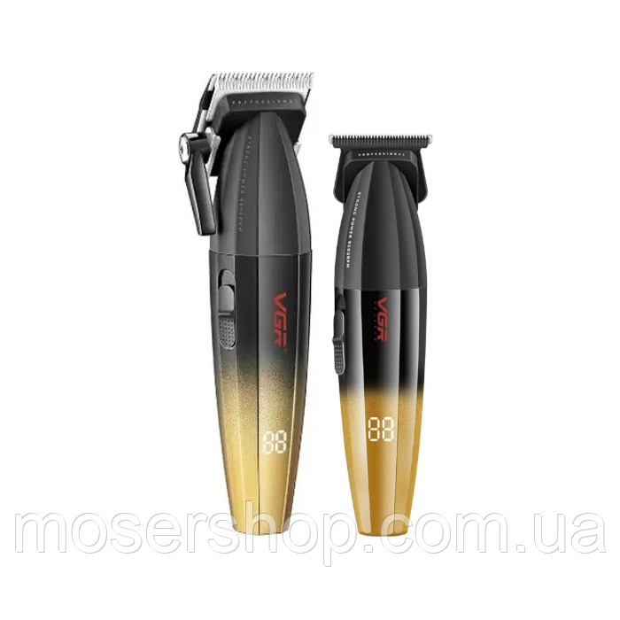 Комбо-набір для стрижки VGR Professional Turbo Black&Green (V-003-GN+V-906-GN)