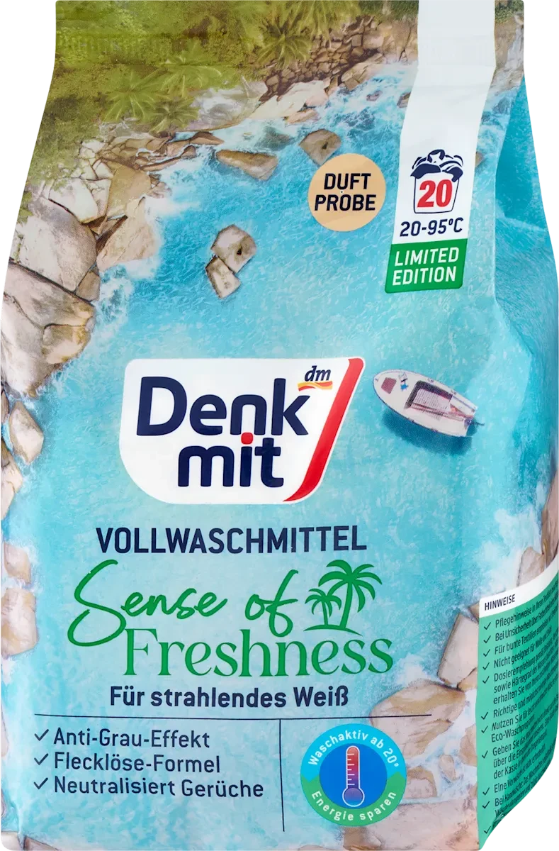 Пральний порошок для білої білизни Denkmit Vollwaschmittel Sense of Freshness,1,3 kg.