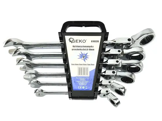 Набір ріжково-накидних ключів Geko G10339 8-19 мм, 6 шт., фото 1