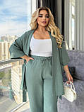Жіночий брючний лляний костюм, фото 2