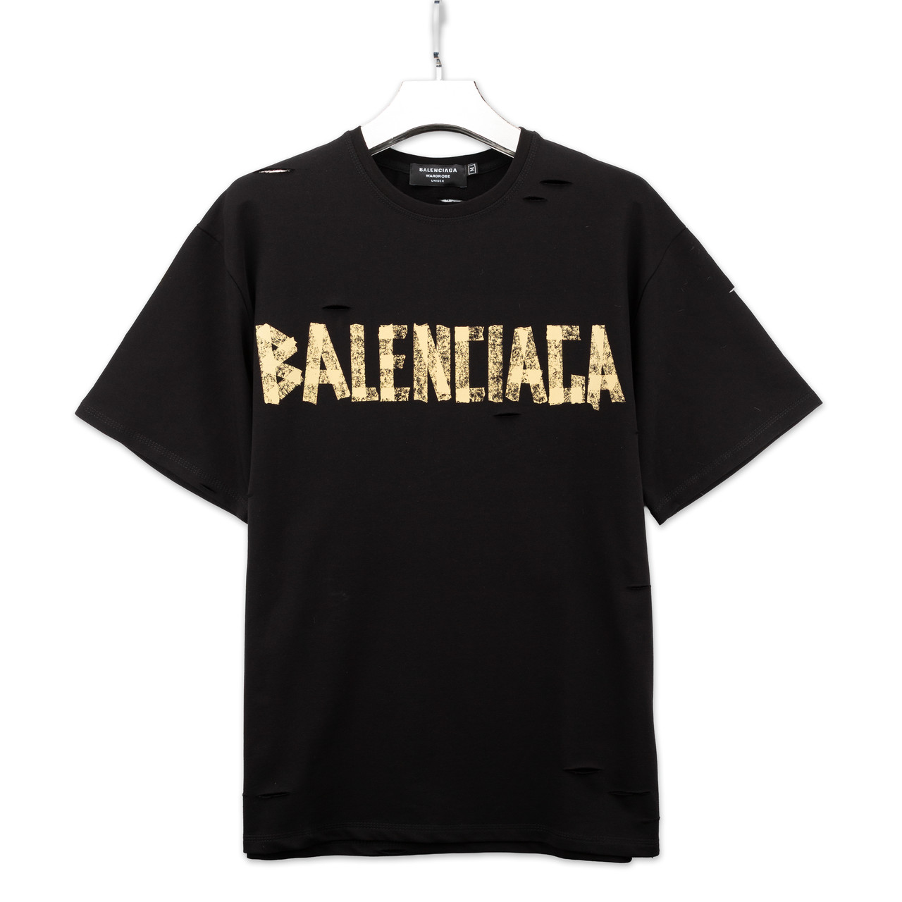 Чоловіча футболка Balenciaga чорна порізана, оверсайз, фото 1