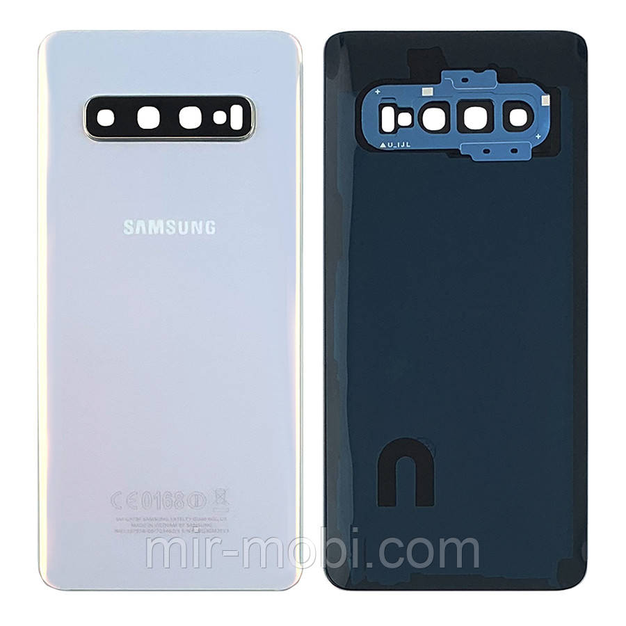 Задня кришка Samsung Galaxy S10 G973F (біла оригінал Китай зі склом камери)
