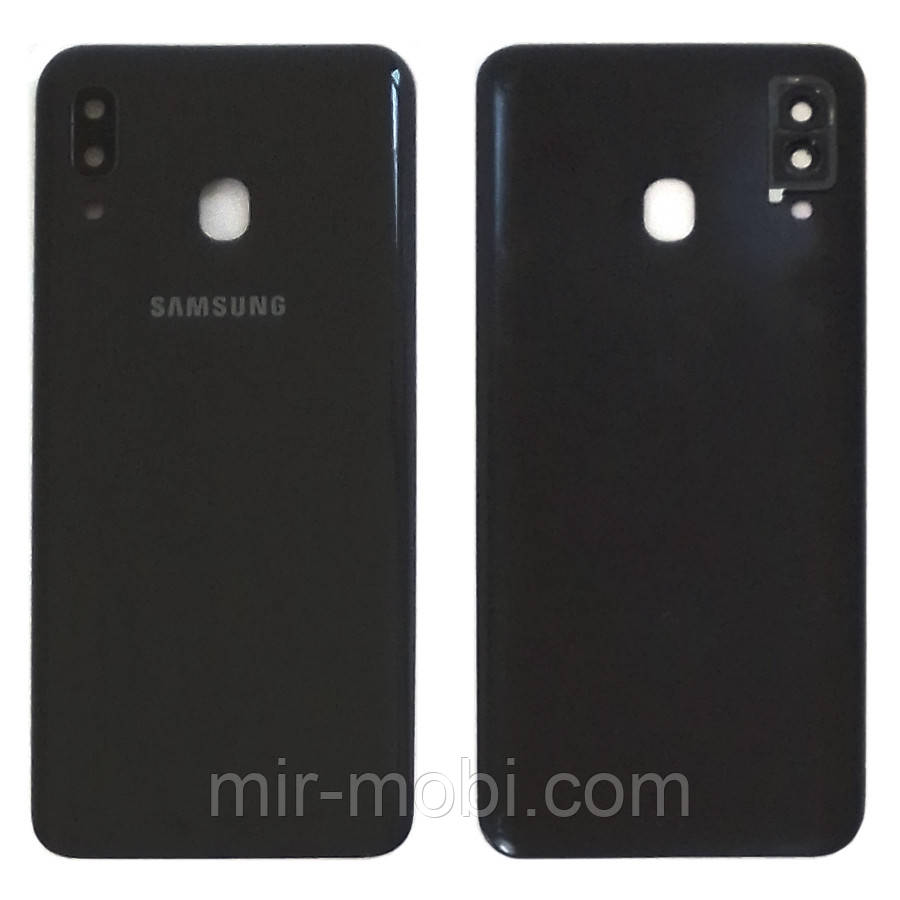Задня кришка Samsung Galaxy A20 2019 A205F (чорна зі склом камери)