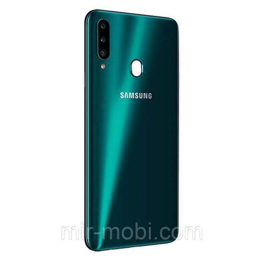 Задня кришка Samsung Galaxy A20s 2019 A207F (зелена оригінал Китай зі склом камери)