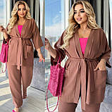 Жіночий брючний лляний костюм, фото 2