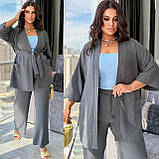 Жіночий брючний лляний костюм, фото 2
