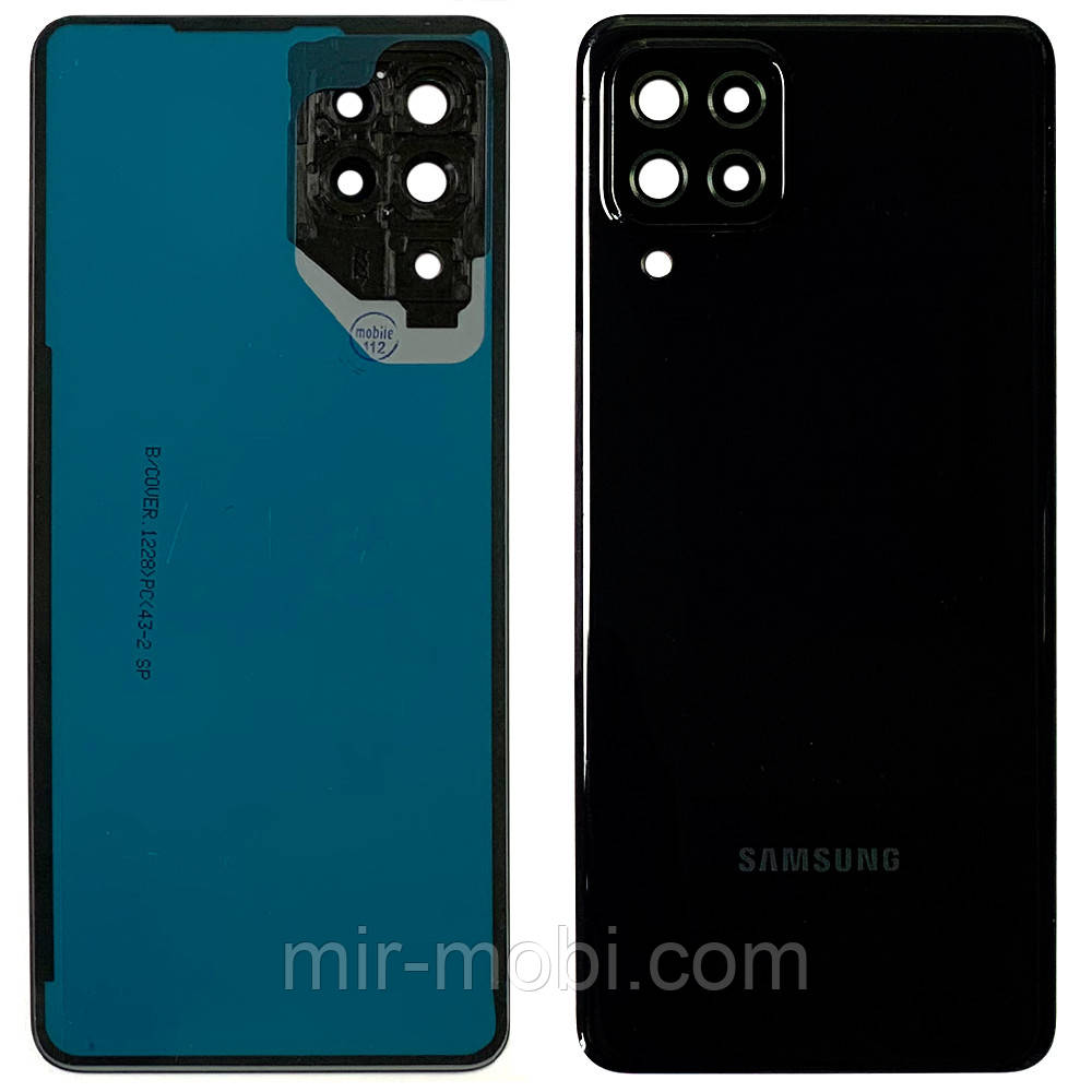 Задня кришка Samsung Galaxy A22 4G A225F (чорна оригінал Китай зі склом камери)
