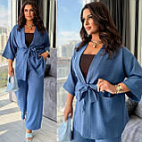 Жіночий брючний лляний костюм, фото 2