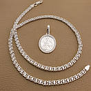 Жіноча срібна цепочка з камінням та ладанка-іконка Богородиця. Цепочка на шию жіноча, фото 7