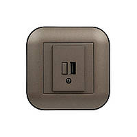 Розетка 1-USB  LOFT мока+чорна