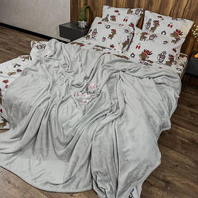 Плед Фланель (Велсофт) Сірий Півтораспальний розмір 150х200 см