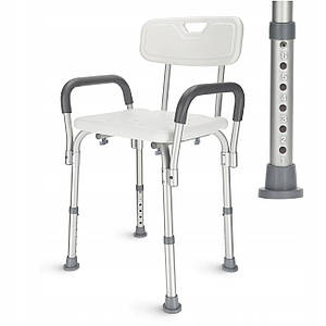 Крісло 4FIZJO для ванної та душу, регульоване, зі спинкою та підлокітниками White/Grey (P-5905973403405)