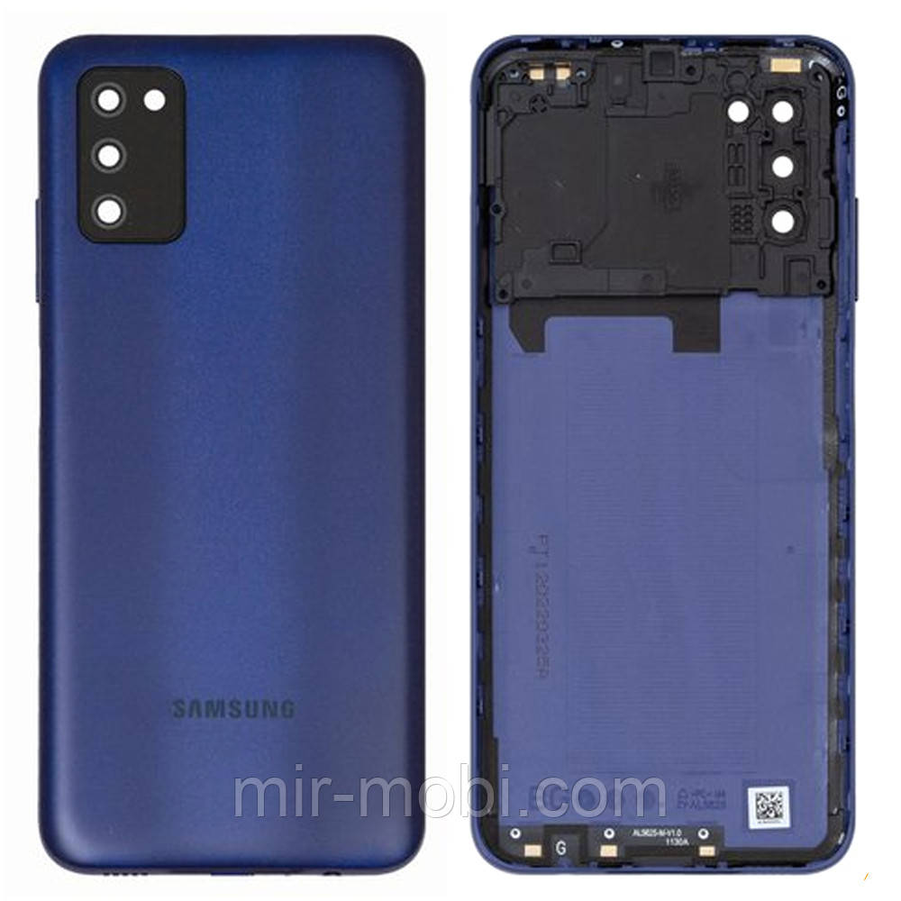 Задня кришка Samsung Galaxy A03s A037F (синя оригінал Китай зі склом камери)
