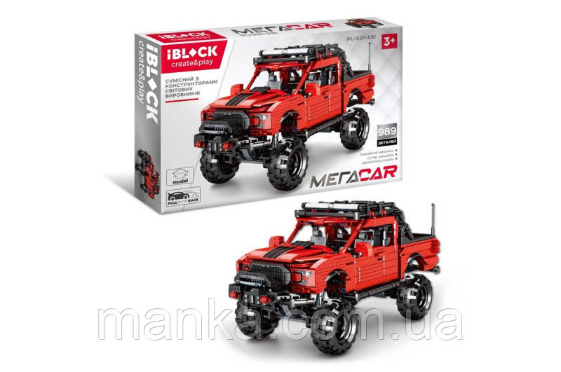 Конструктор IBLOCK PL-921-331, 989 деталей, МЕГАCAR, р-р машини 30 * 14 * 17 см, в коробці, 61*37*8