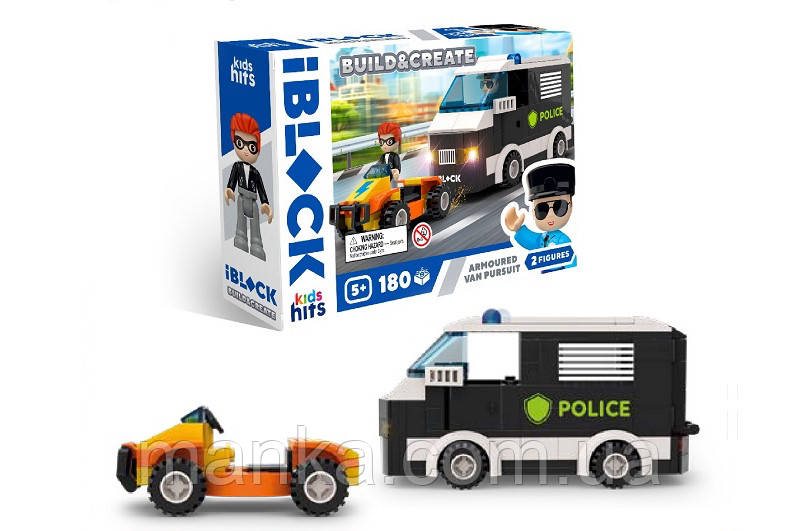 Конструктор Kids hits IBLOCK JUNIOR  KH41/003/3 180 деталей Armoured Vehicle In Pursuit короб. 24*16