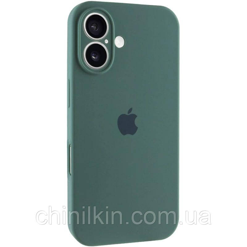 Накладка (з мікрофіброю) Silicon Case Full Camera для iPhone 16 Plus- зелена трава, фото 1