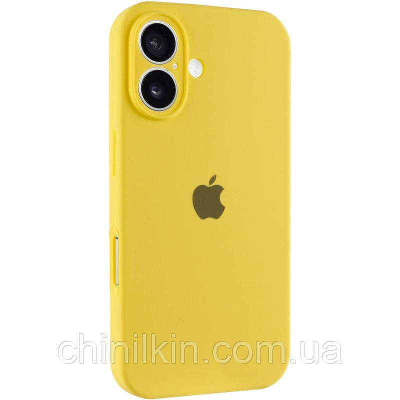 Накладка (з мікрофіброю) Silicon Case Full Camera для iPhone 16- жовтий, фото 1