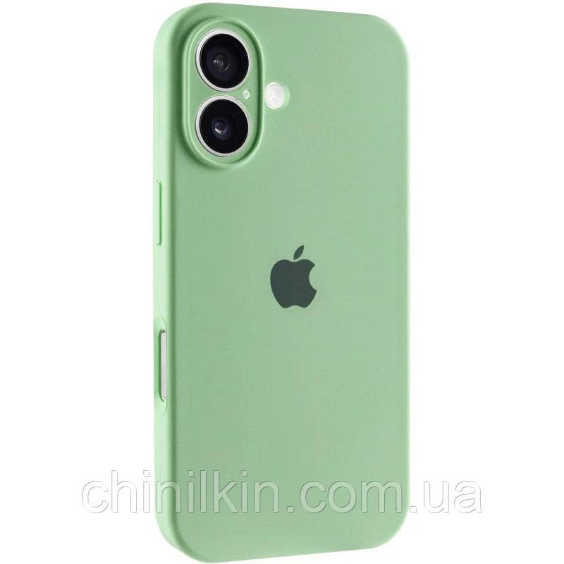 Накладка (з мікрофіброю) Silicon Case Full Camera для iPhone 16- фісташковий, фото 1