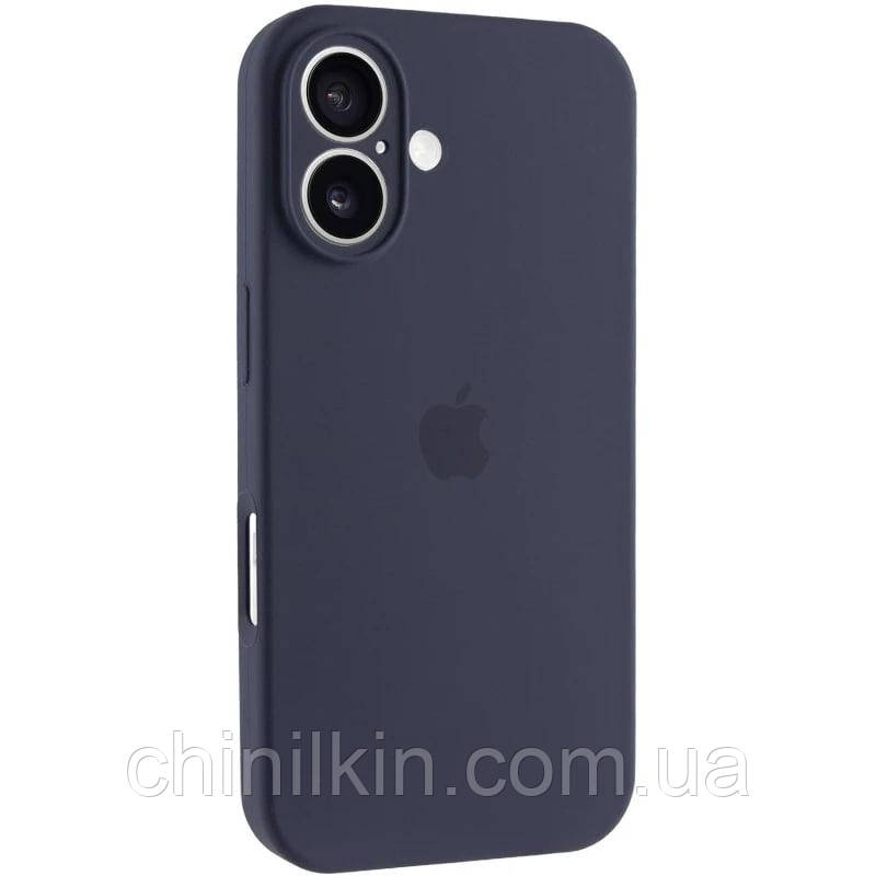 Накладка (з мікрофіброю) Silicon Case Full Camera для iPhone 16- темно-синій, фото 1