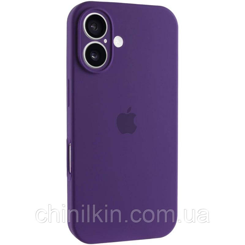 Накладка (з мікрофіброю) Silicon Case Full Camera для iPhone 16- темно-фіолетовий, фото 1