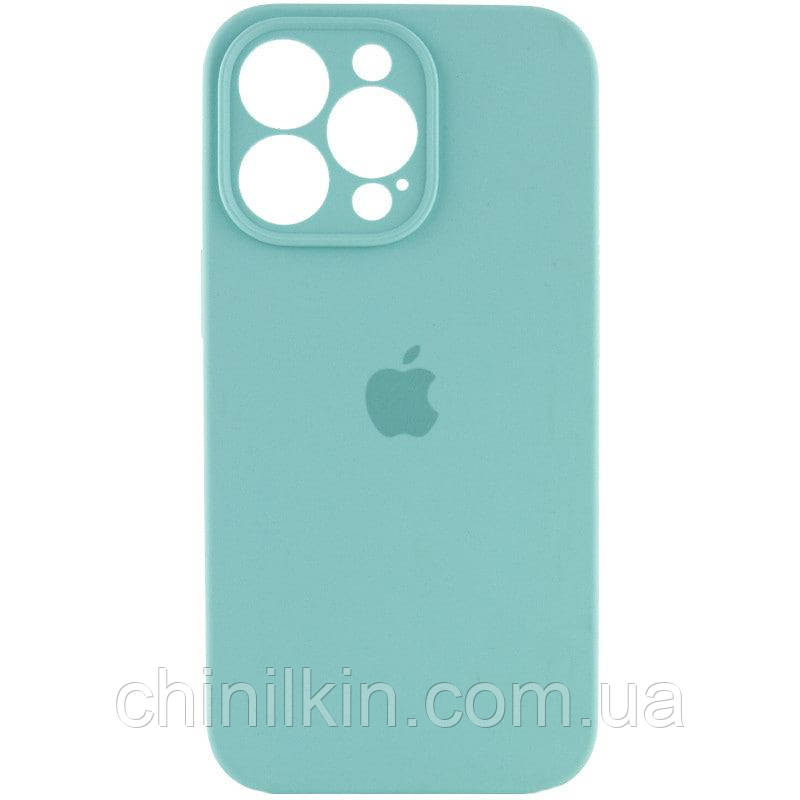 Накладка (з мікрофіброю) Silicon Case Full Camera для iPhone 15 Pro Max- бірюзовий, фото 1