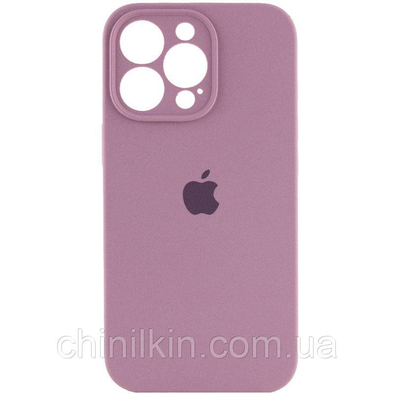Накладка (з мікрофіброю) Silicon Case Full Camera для iPhone 15 Pro Max- ліловий, фото 1