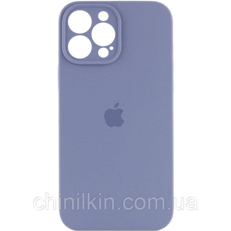Накладка (з мікрофіброю) Silicon Case Full Camera для iPhone 15 Pro Max- сіра лаванда, фото 1
