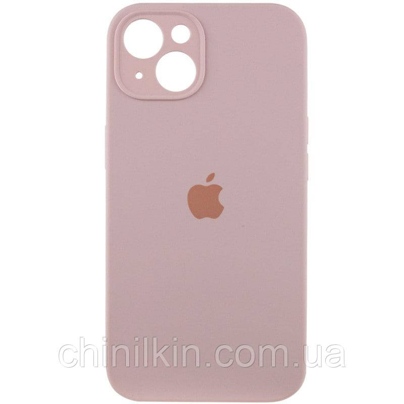 Накладка (з мікрофіброю) Silicon Case Full Camera для iPhone 15- рожевий пісок, фото 1