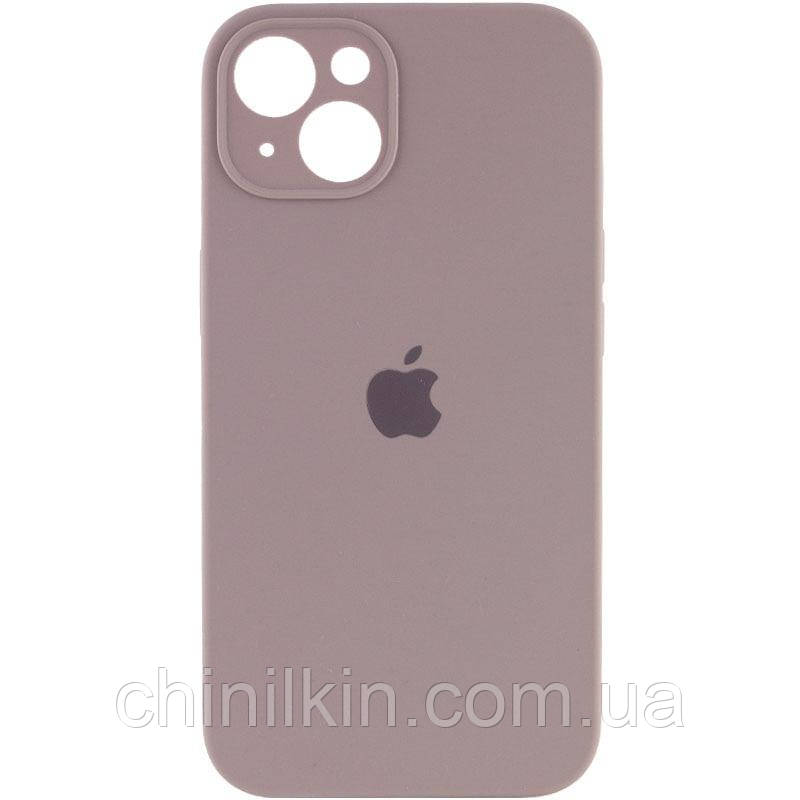 Накладка (з мікрофіброю) Silicon Case Full Camera для iPhone 15- пастельно-рожевий, фото 1