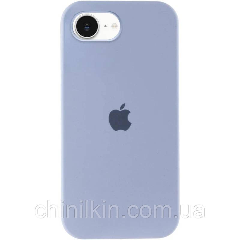 Накладка (з мікрофіброю) Silicone Case Full Protective для iPhone 16e- бузково блакитний, фото 1
