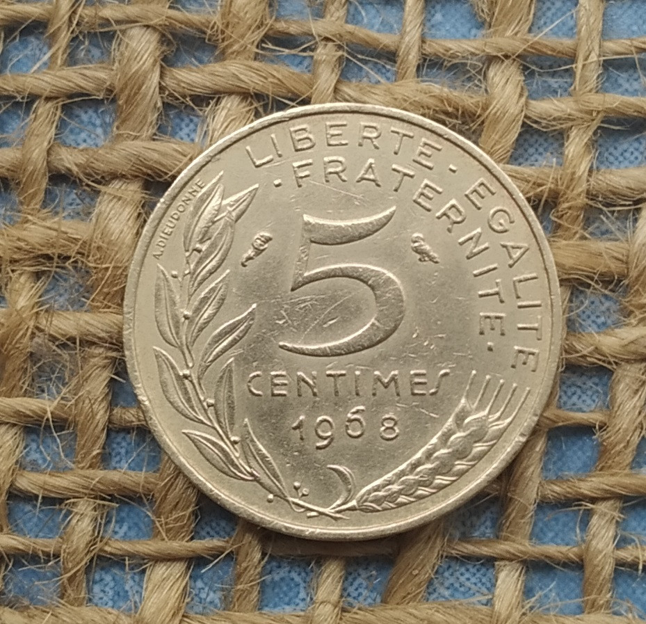 5 сантимiв 1968 року францiя