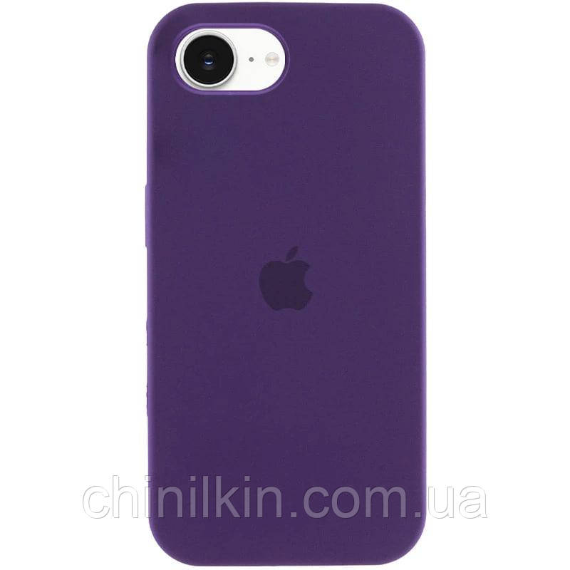 Накладка (з мікрофіброю) Silicone Case Full Protective для iPhone 16e- темно-фіолетовий, фото 1