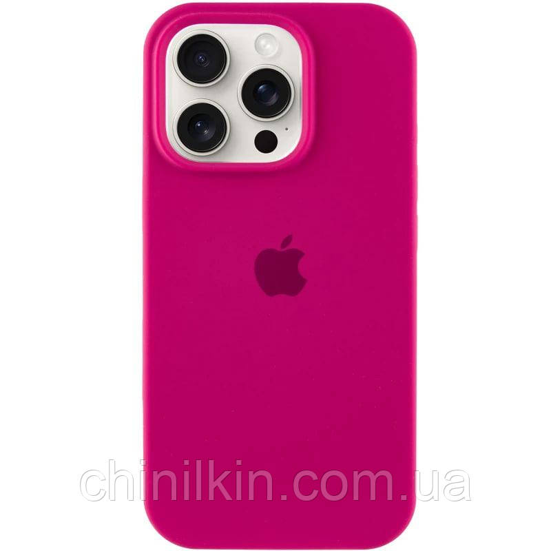 Накладка (з мікрофіброю) Silicone Case Full Protective для iPhone 15 Plus- малиновий, фото 1