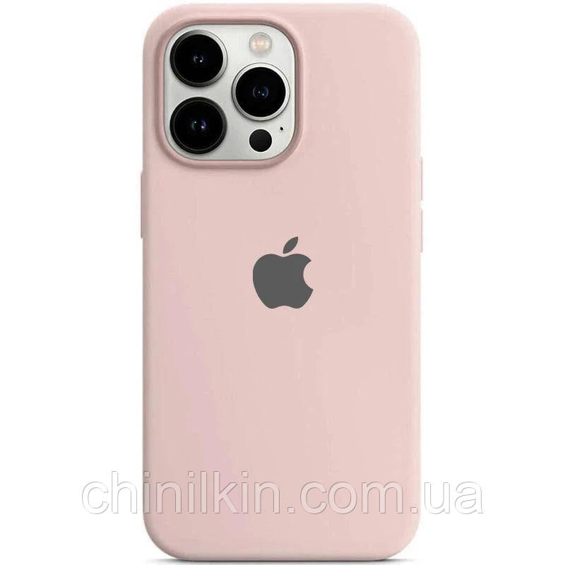 Накладка (з мікрофіброю) Silicone Case Full Protective для iPhone 14 Pro- пудровий, фото 1