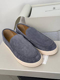 Мокасини Brunello Cucinelli Gray Purple сірі чоловічі лофери туфлі