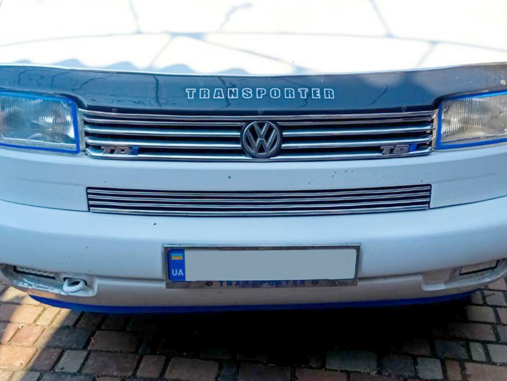 Рамка під номер хром Transporter (1 шт, нержавіюча сталь) для Volkswagen T4 Caravelle/Multivan, фото 1