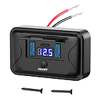 Автомобільна USB накладна панель зі шторкою 2 USB QC3.0 + PD Type-C, вольтметр