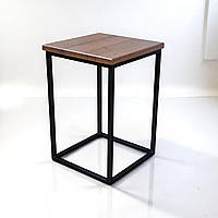 Табурет кухонний Куб у стилі лофт чорний/горіх