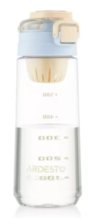 Пляшка для води з відсіком для фруктів Ardesto Duo 720мл, пластик, блакитний, бежевий