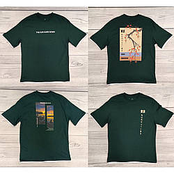 Темно зелена чоловіча футболка Oversized "Узбекистан" в упаковка 1 малюнок Розміри: 48,50,52,54,56 (35026)